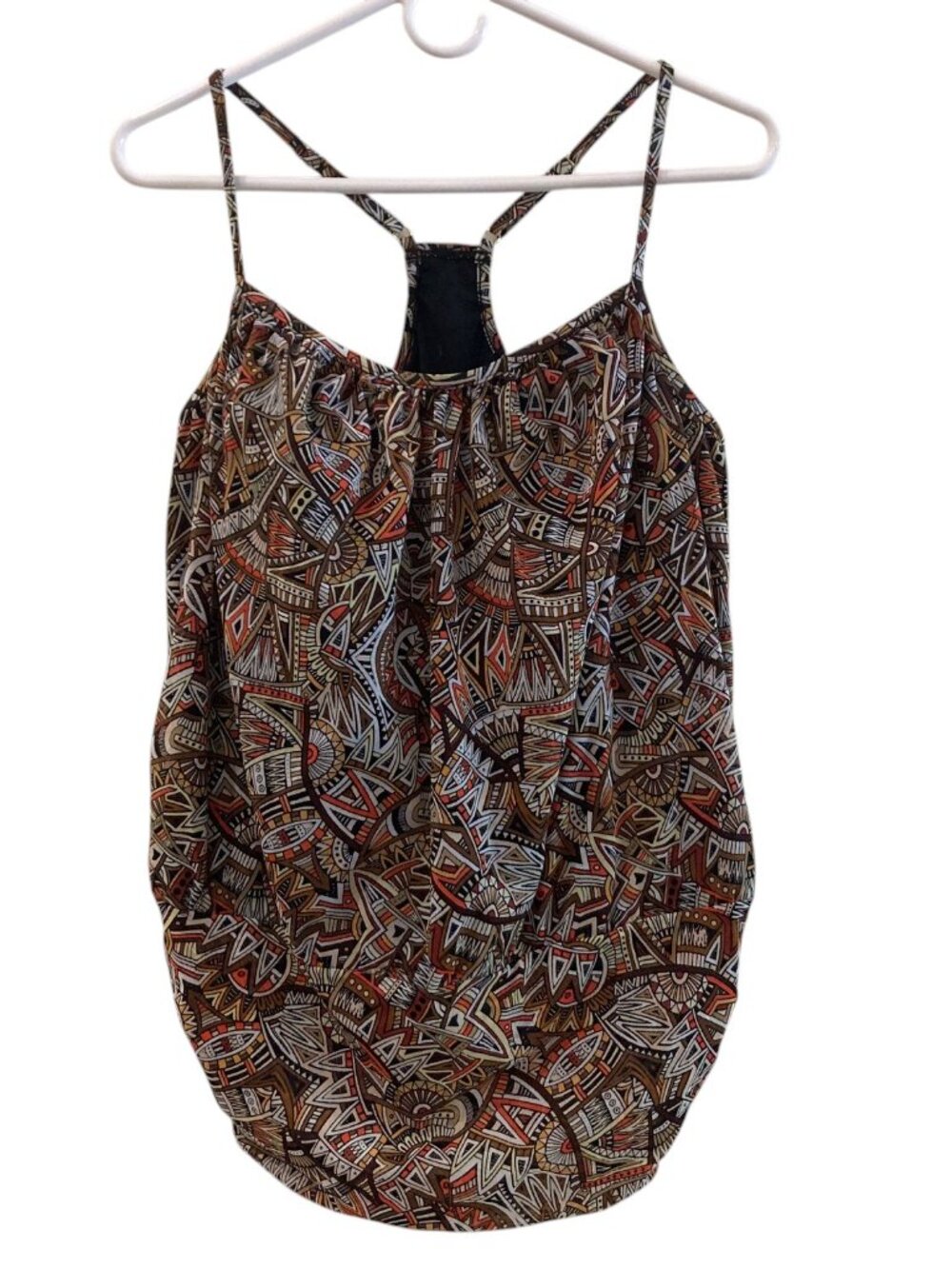 Women's A SHORE FIT Tribal Print Racerback Blouson Tankini Swim Top Size 14